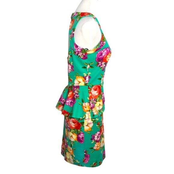 Glam Doll Dress Sleeveless Back Keyhole Cutout Bodycon Pendulum Green Floral M - Picture 10 of 16